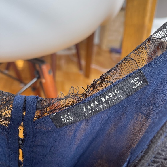 ZARA navy and delicate black lace tank - Picture 7 of 7